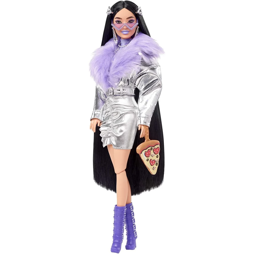 Mattel Hhn Barbie Extra Hossz Fekete Haj Lila Ez St Ruh S Figura