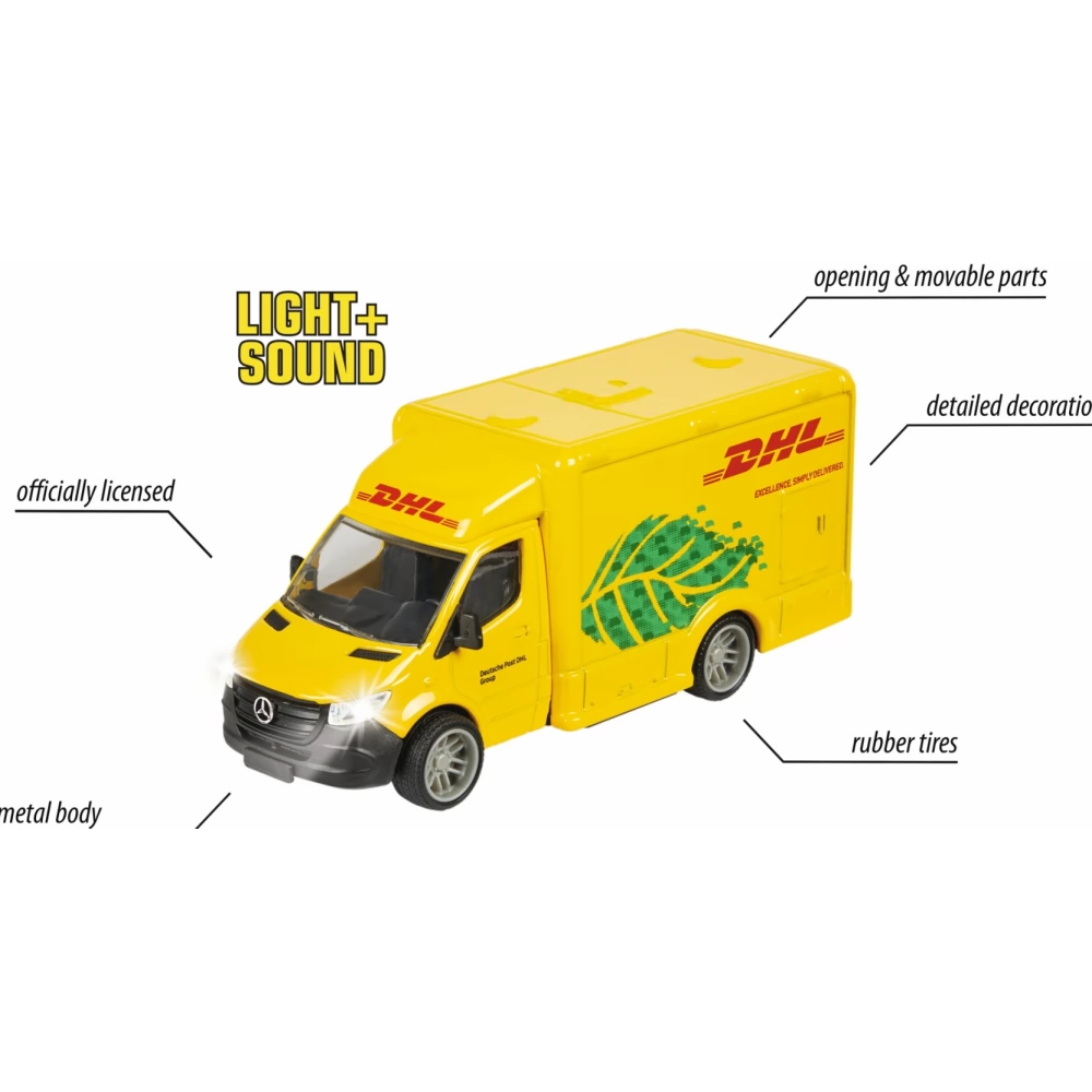 MAJORETTE Mercedes Benz Sprinter DHL csomagszállító fény és