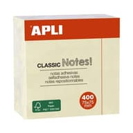 APLI Öntapadós jegyzettömb kocka 400 lapos sárga 75 x 75 mm