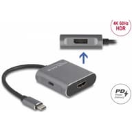 DELOCK USB Type-C megosztó (DP Alt Mode) - 1 x HDMI + 1 x DisplayPort MST USB Type-C PD-vel