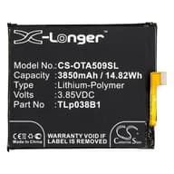 CAMERON SINO Alcatel A7 CAMERON SINO Li-Polymer akku 3.85V/3850mAh Alcatel CAC3860004C1 compatible FEKETE