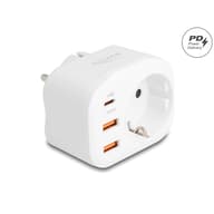 DELOCK 11498 Tápcsatlakoztató gyerekzárral és USB PD töltővel 20W fehér