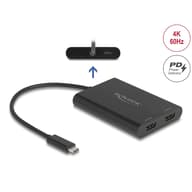 DELOCK USB Type-C adapter 2 x HDMI 4K 60 Hz-hez DisplayLink grafikával és USB PD-vel