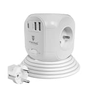 VIKING TECHNOLOGY VACCUBEPD Elosztó kocka 4 aljzat 2x USB-A 1x USB-C 1.8m fehér kapcsolós