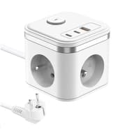 Elosztó 3 aljzat 1x USB-A 2x USB-C 1.4m fehér kapcsolós VYC33W