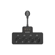 S-LINK PRZ08 4 aljzat Elosztó 3x USB 15cm fekete védett 43253