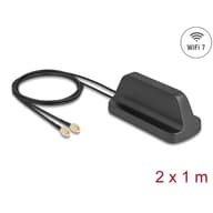 DELOCK WiFi 7 antenna 2 x RP-SMA-dugó 2.4 - 4.0 dBi irányítatlan. magnetic soles and connecting cable ULA100 1 m. kültéri. black