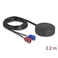 DELOCK 4G GNSS antenna 1 x FAKRA C + 1 x FAKRA D mother 2 dBi / 28 dB 2.2 m RG-174 omnidirectional tetőbeszerelés black outside