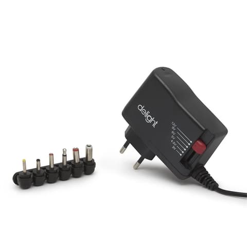 DELIGHT Univerzális adapter (55056B) DC 3-12V 1.5A 6db cserélhető dugó