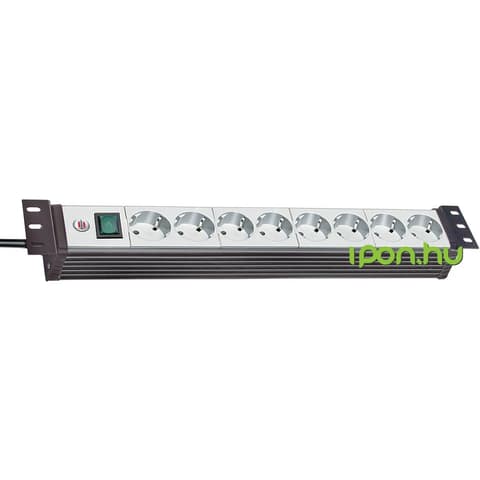 BRENNENSTUHL Premium-Line 19" extension socket for switch cabinets 8-way black/light grey 3m H05VV-F 3G1.5 19" format