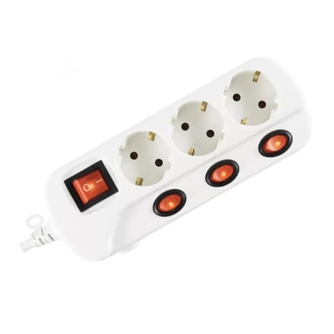 SOMOGYI ELECTRONIC NVK 03K-3/WH/1.5 de rețea splitter 3 priză separat cu comutator 3 m alb