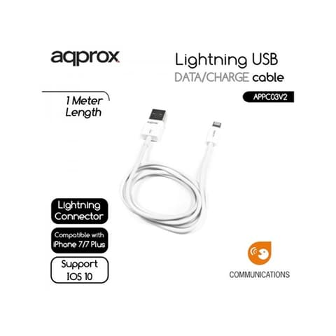 APPROX USB Lightning Töltő/adatkábel Fehér 1m APPC03V2