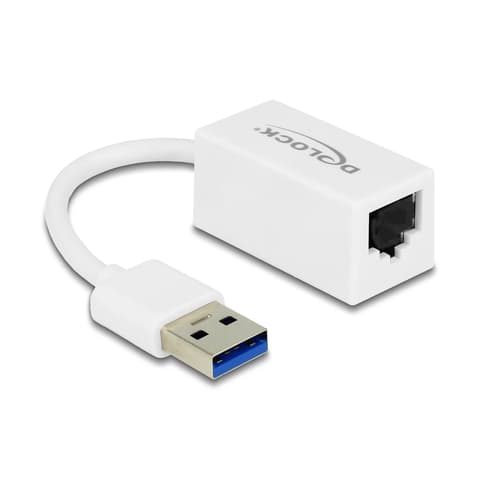 DELOCK SuperSpeed USB (USB 3.2 Gen 1) USB A-vrsta utikač - Gigabit LAN 10/100/1000 Mbps kompaktno bijela