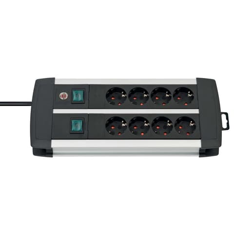 BRENNENSTUHL Premium-Alu-Line Technics extension socket 8-way Duo black 3m H05VV-F 3G1.5 with every 4 sockets switched