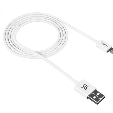 CANYON USB Lightning Töltő/adatkábel Fehér 1m CNE-CFI1W