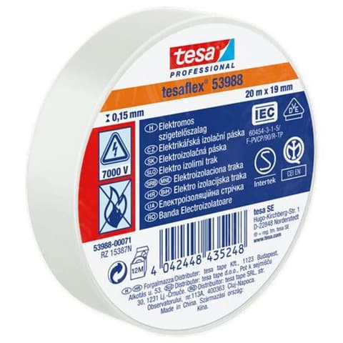 TESA Izolacijska traka 19 mm x 20 m "Professional" bijela
