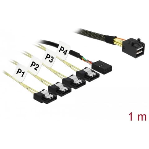 DELOCK mSAS HD SFF-8643 - 4xSATA + Sideb 1m kábel