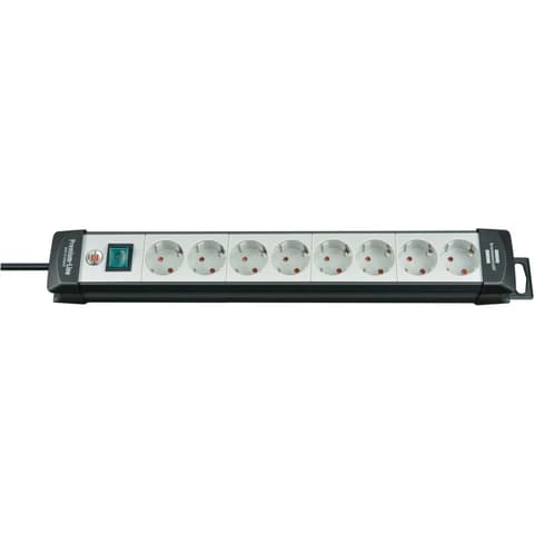 BRENNENSTUHL Premium-Line extension socket 8-way black/light grey 5m H05VV-F 3G1.5