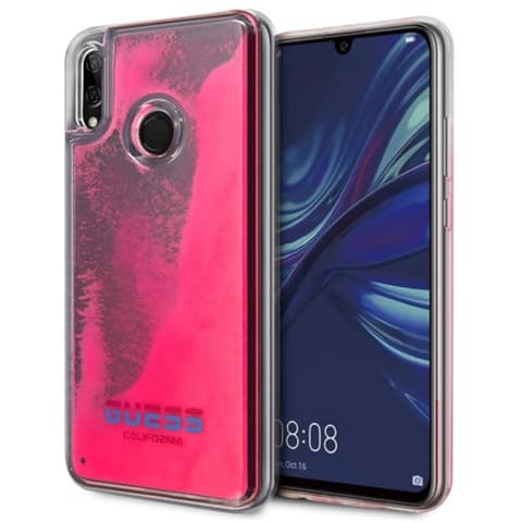 GUESS Po mraku svetleći case Huawei P Smart prozirno-ružičasta pesak