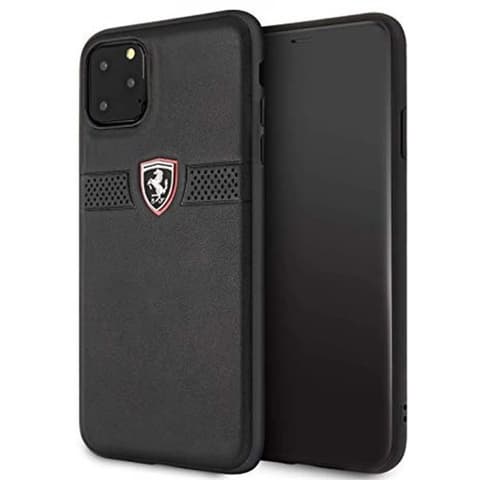 FERRARI Piele spate toc În relief lukacsos bandă Ferrari Off Track Cu sigla iPhone 11 Pro Max negru