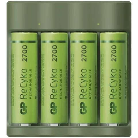 GP USB Everyday B421 Akkutöltő + 4db 2600mAh AA elem sötétzöld
