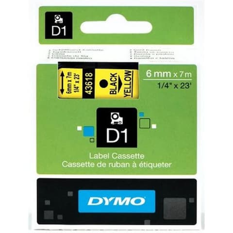 DYMO 506.539 D1 6mm x 7m feliratozógép szalag sárga-fekete