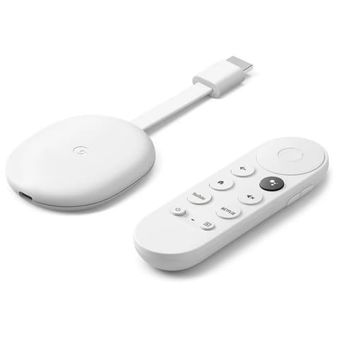 GOOGLE Chromecast + TV 4K fehér UK adapterrel