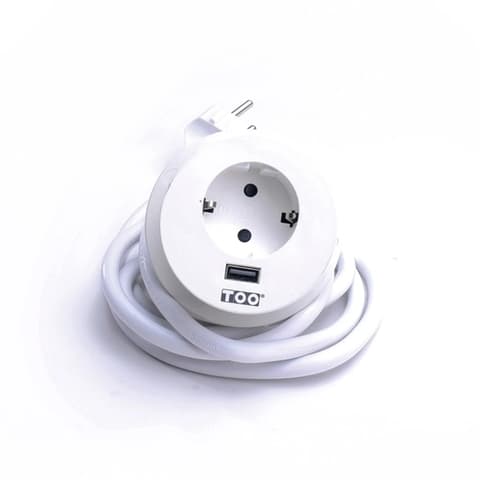 TOO GPS-200-1W süllyesztett hálózati elosztó 1x USB fehér