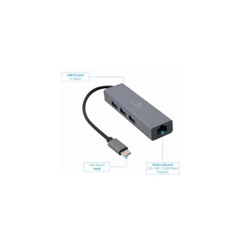 GEMBIRD A-CMU3-LAN-01 USB 3.1 Type C UTP transformator 1Gbps sivo