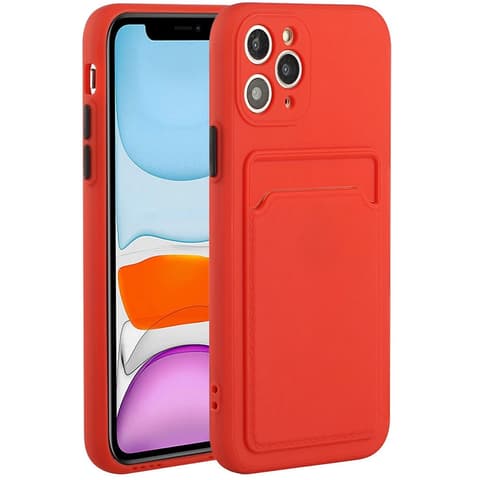 WOOZE Card Slot Silizium Hülle Karte Halter Samsung Galaxy S20 Ultra 5G rot