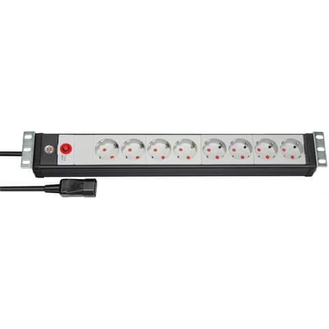 BRENNENSTUHL Premium-Line 19" extension lead for cabinets 8-way black/light grey 3m H05VV-F 3G1.0 19" format with IEC plug