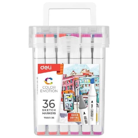DELI Color Emotion 36 bucăţi cu dublu capăt sketch set de markere