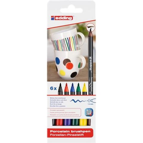 EDDING 4200 Family color Ecsetirón set porcelánra 6 diferit culoare