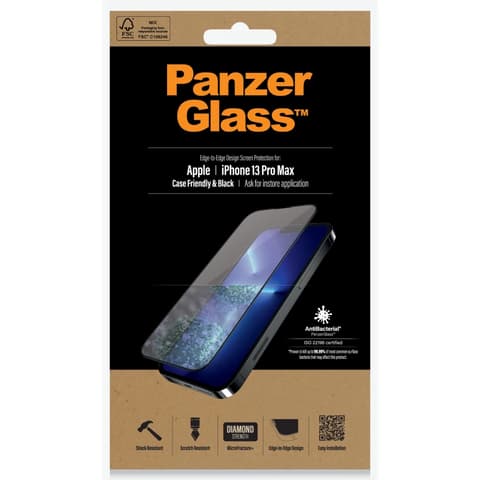 PANZERGLASS Screen Protector Case Friendly iPhone 13 Pro Max schwarz