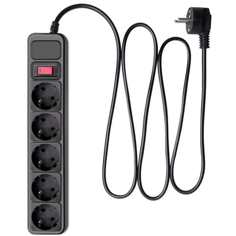 AKYGA AK-SP-06A 5 priză Splitter 1.8m negru cu comutator protejat