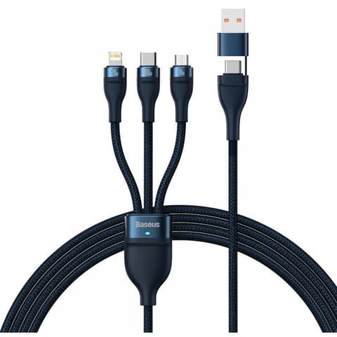 BASEUS USB Lightning + Micro USB + USB Type C transformator Plava 1.2m CASS030103