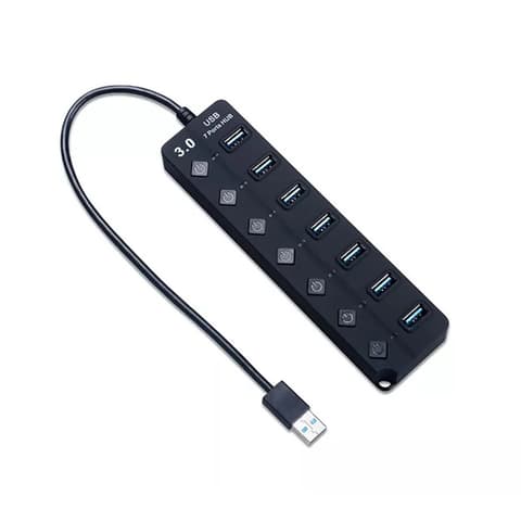 BLACKBIRD BH1374 USB 3.0 HUB 7 port fekete