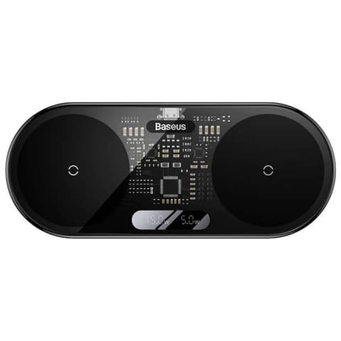 BASEUS Digital Led Stolni žica bez dvojno punjač 20W crno