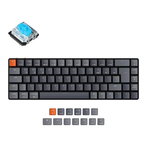 KEYCHRON K7 RGB Wireless Gateron Low Profile Blue UK Angol fekete