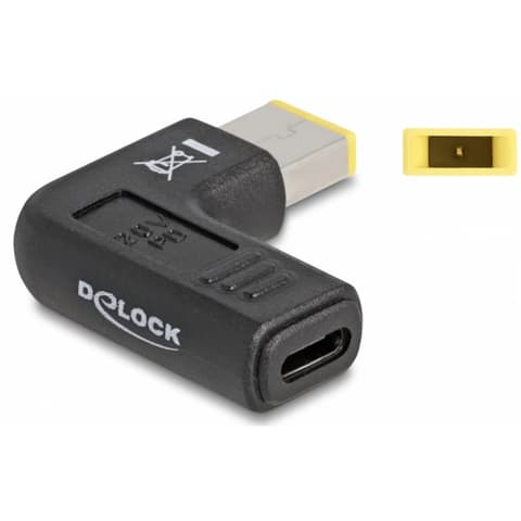 DELOCK Laptop töltőkábel adapter USB Type-C anya - Lenovo 11.0 x 4.5 mm apa 90° fokban hajlított