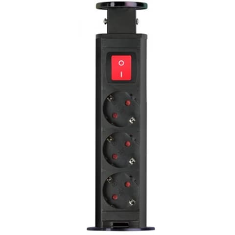 DELIGHT 20430BBS ascuns Splitter 3 priză 1.5m negru cu comutator
