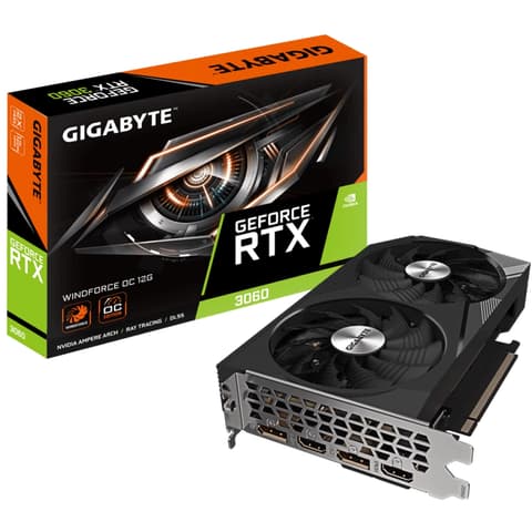 GIGABYTE GV-N3060WF2OC-12GD 2.0 GeForce RTX 3060 12GB GDDR6 WINDFORCE OC (rev. 2.0) PCIE