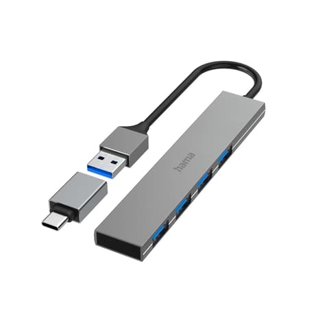HAMA USB 3.2 Gen1 HUB 1:4 Port 5GB/s + USB Type-C OTG