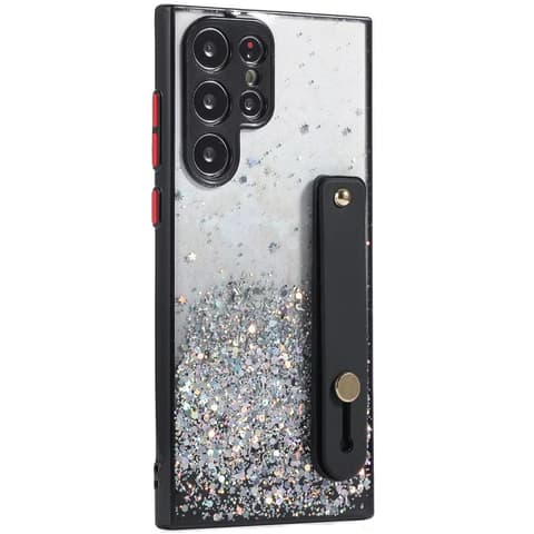 WOOZE Strap Star Silizium Hülle in Maßen stoßfest kézpánttal Samsung Galaxy A22 4G Gradient funkeln mintás/fekete