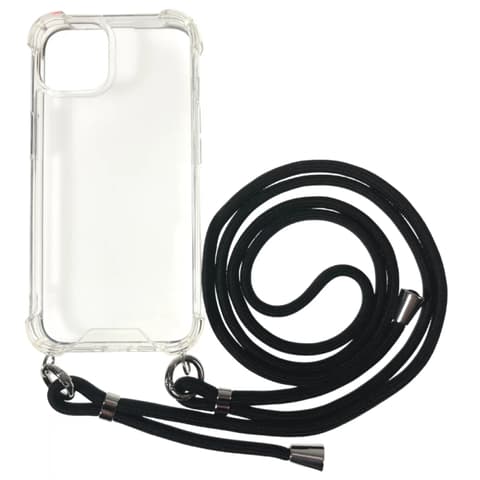 CELLECT Vrat visi na back plates iPhone 14 Pro Max Prozirna crna cord