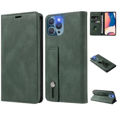 WOOZE Business Plus auf die Seite Blühen Hülle Realme C31 dunkelgrün