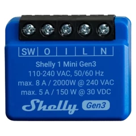 SHELLY Plus 1 Mini Gen3 egy áramkörös WiFi + Bluetooth okosrelé