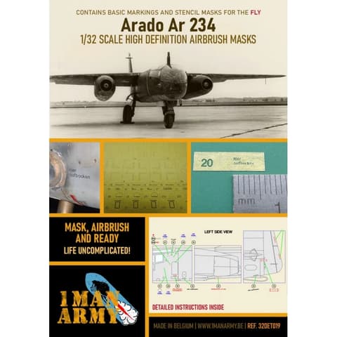 1MANARMY Airbrush maszkoló fólia 1/32 Fly Arado Ar 234 katonai repülőgép modellhez