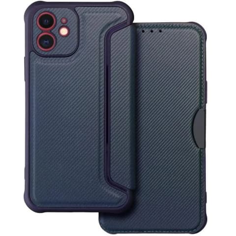 ZONE Razor Book stranica otvaranje case koža izgleda karbonski pattern iPhone 15 Plus plava