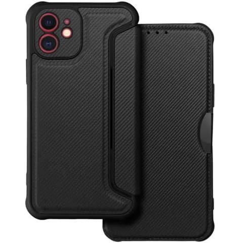 ZONE Razor Book stranica otvaranje case koža izgleda karbonski pattern iPhone 15 Plus crno